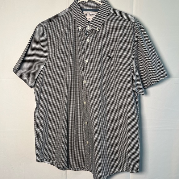 Original Penguin Black and White Gingham Short Sleeve Button Down Shirt - Large - Picture 1 of 6